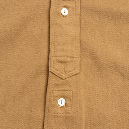The Real McCoy's Double Diamond Band Collar Sateen Shirt - Khaki - Standard & Strange