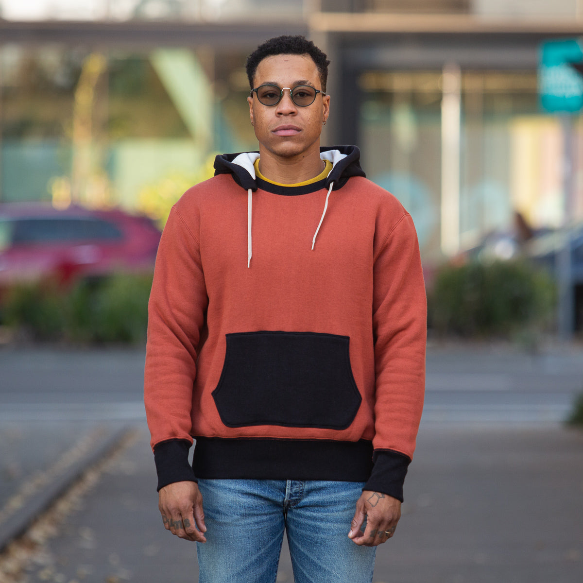 The Real McCoy's Double Face After-Hooded Sweatshirt - Burgundy/Black - Standard & Strange