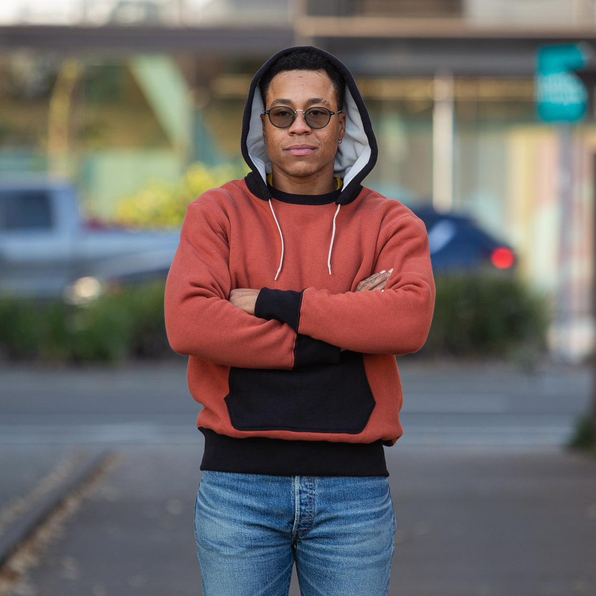 The Real McCoy's Double Face After-Hooded Sweatshirt - Burgundy/Black - Standard & Strange