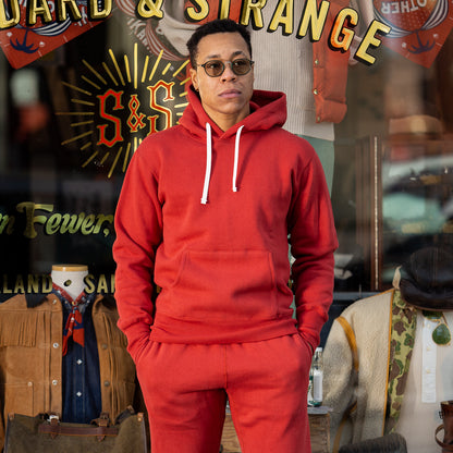 The Real McCoy's Loopwheel Pullover Hoodie - Cherry Red - Standard & Strange
