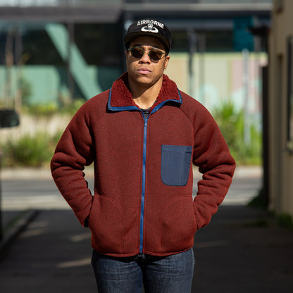 The Real McCoy's Outdoor Pile Cardigan - Brick Red - Standard & Strange