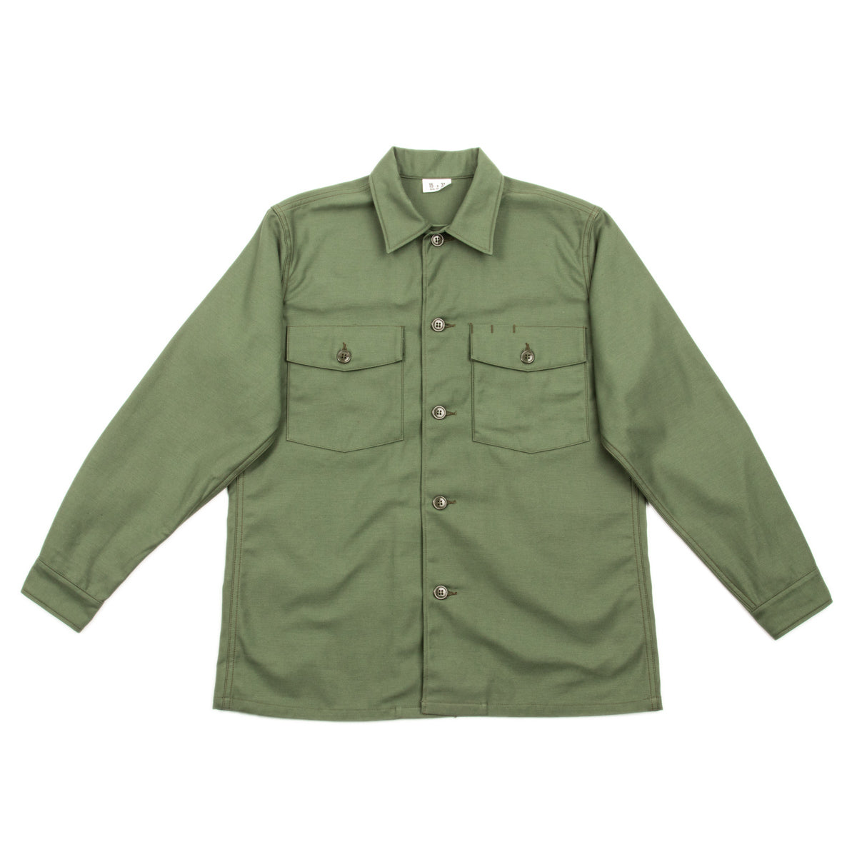 The Real McCoy's SHIRT, MAN'S, COTTON SATEEN, OLIVE GREEN SHADE