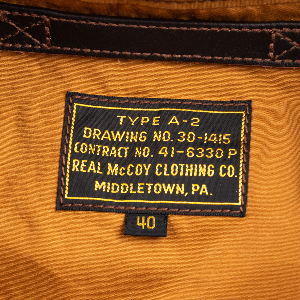 The Real McCoy's Type A-2 REAL MCCOY MFG. Co. (Model 220) - Seal Brown - Standard & Strange