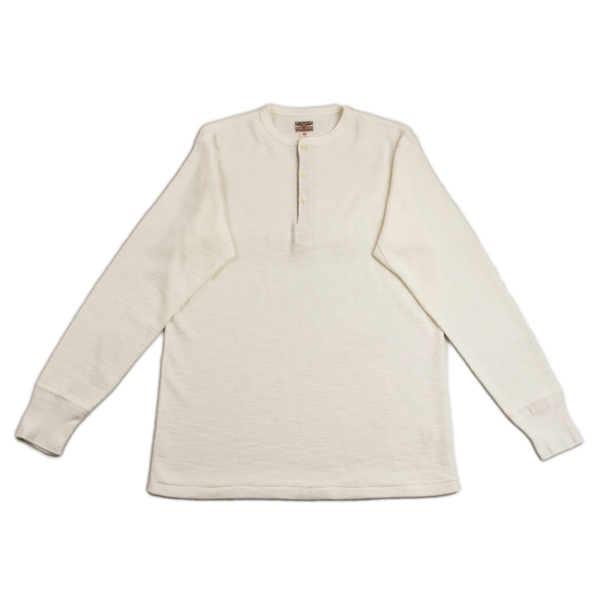 The Real McCoy's Western Cardigan Stitch Henley Shirt - White