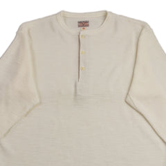 The Real McCoy's Western Cardigan Stitch Henley Shirt - White - Standard & Strange