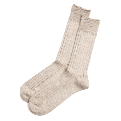 RoToTo Linen/Cotton Ribbed Crew Socks - Grayge - Standard & Strange