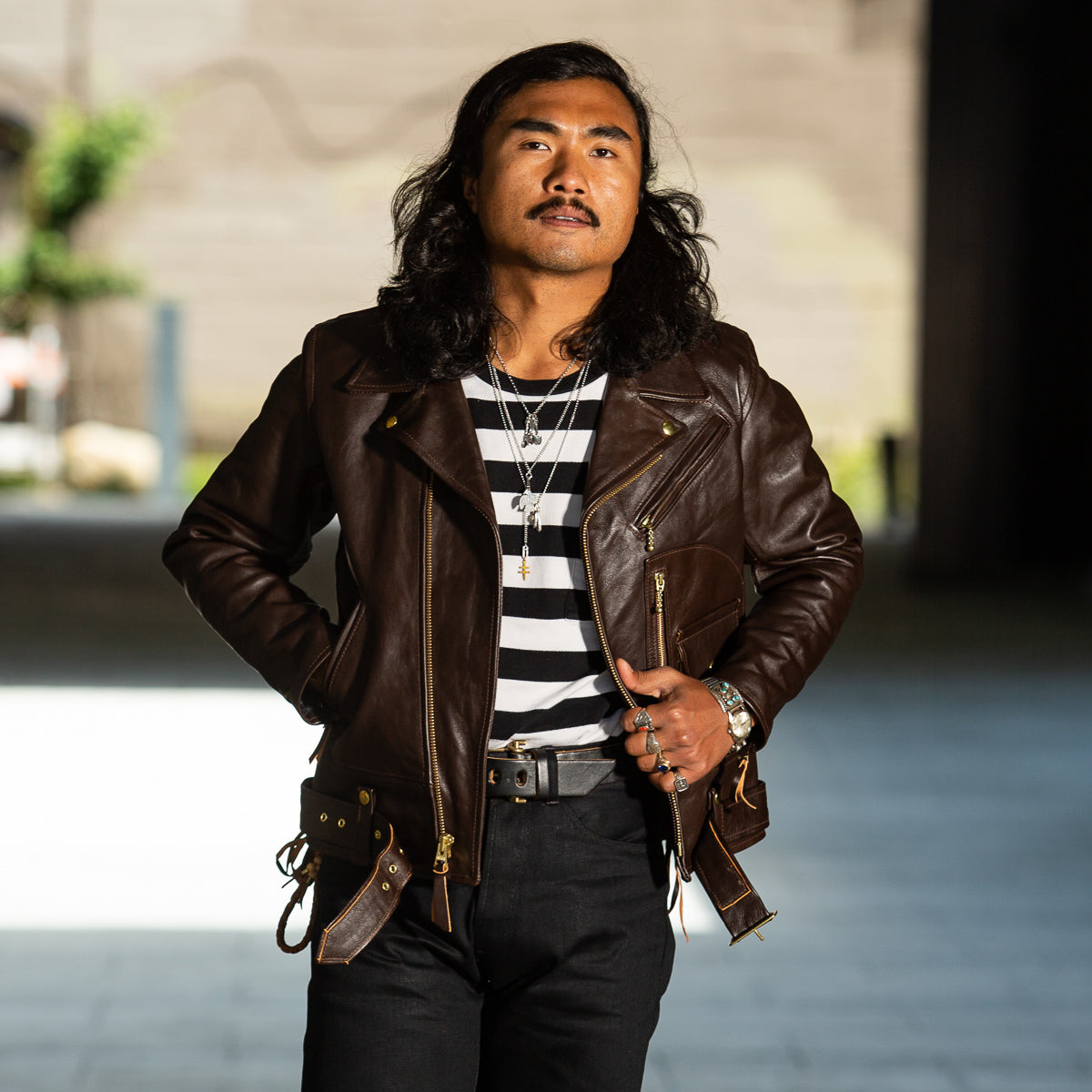 Men’s Street Wear Vintage Brown Leather Jacket