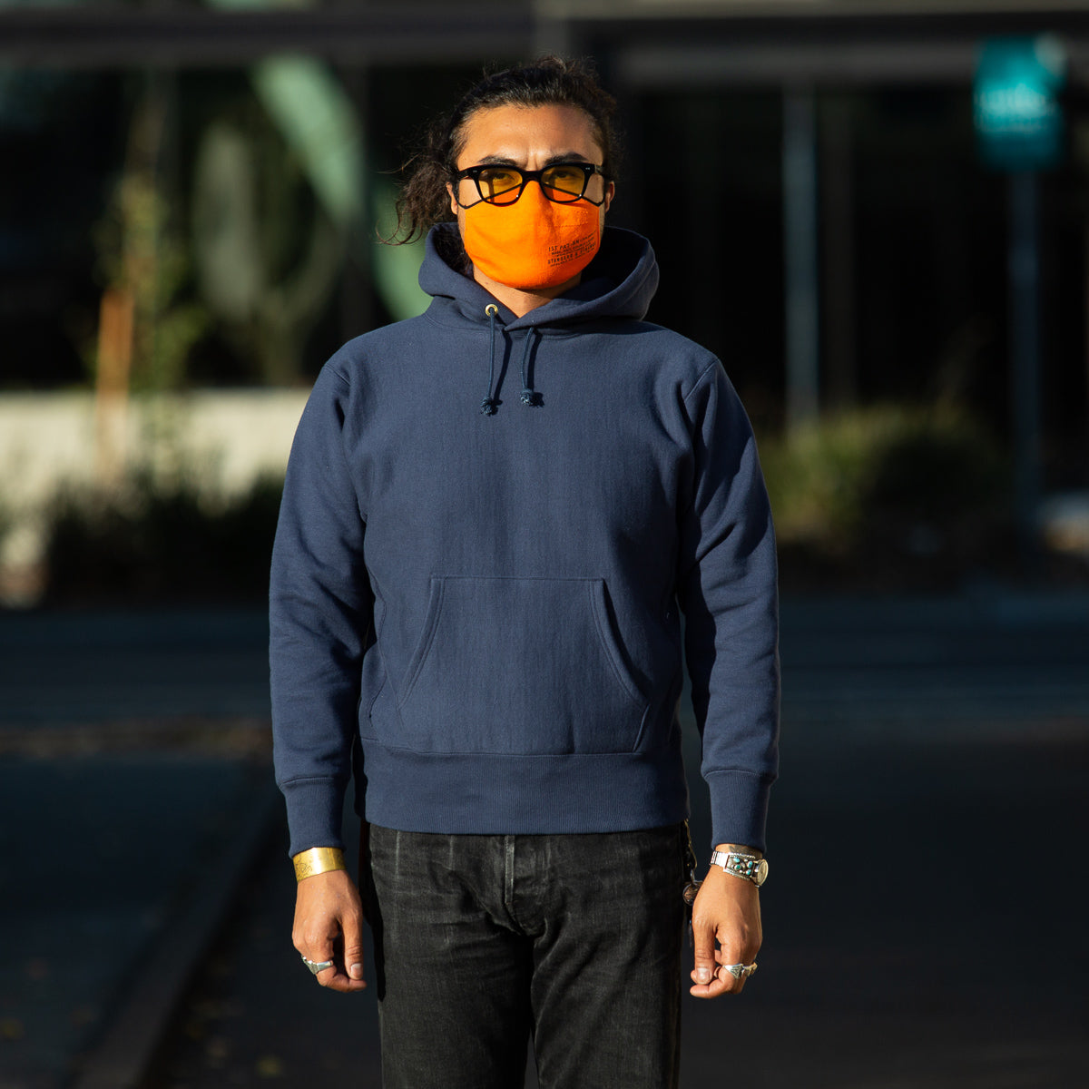 The Real McCoy's Ball Park Heavyweight Hooded Sweatshirt - Navy - Standard & Strange