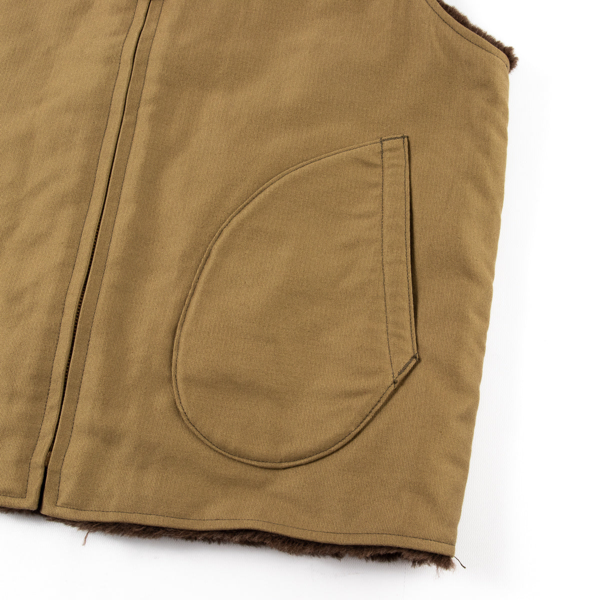 The Real McCoy's Vest, Alpaca, Pile-Lined - Khaki - Standard & Strange