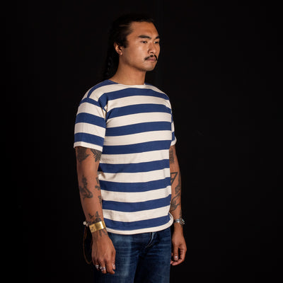 Warehouse Border Stripe Tee - Beige/Blue - Standard & Strange