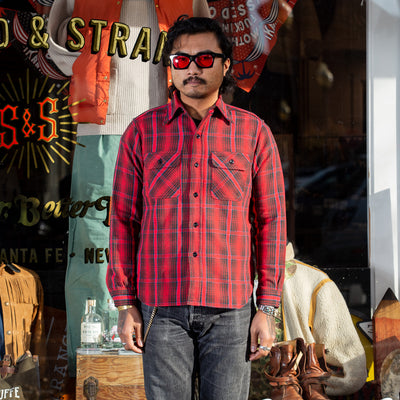 Warehouse Flannel Shirt (C) - Red (One Wash) - Standard & Strange