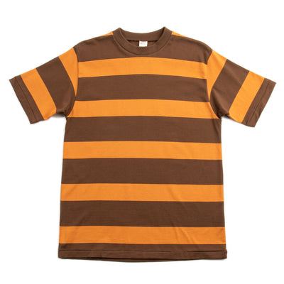 Warehouse Lot 4089 Short Sleeve 3x2" Stripe Tee - Brown/Orange - Standard & Strange