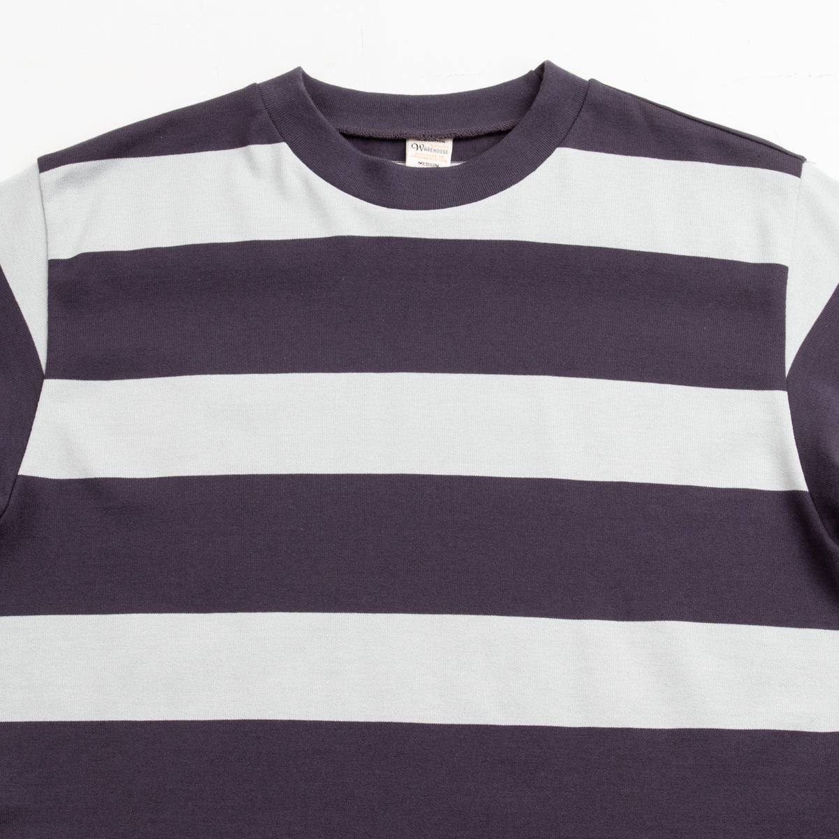 Short Sleeved Striped Crewneck Tee in Navy + White