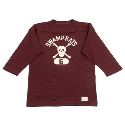 Warehouse Three Quarter Football Shirt / Swamp Rats - Bordeaux - Standard & Strange